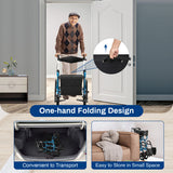 Folding Rollator Walker with 8-inch Wheels and Seat-Navy