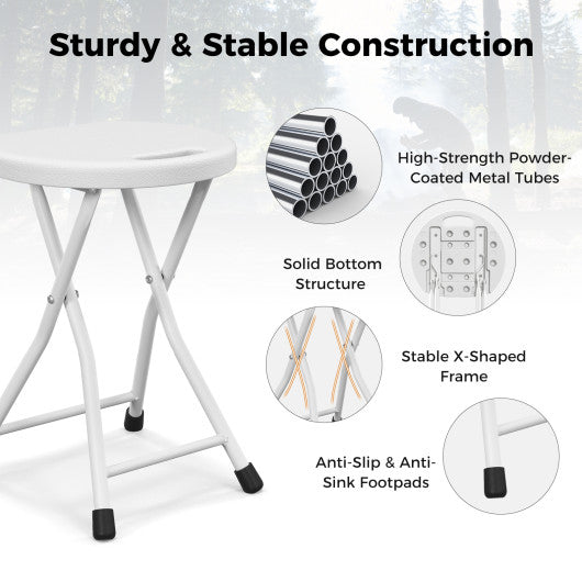 Folding Stool with Built-in Handle for Adults-4 Pieces