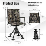 Folding Swivel Patio Chair with 4 Adjustable Leg-Camouflage