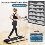 3-in-1 Folding Treadmill with Large Desk and LCD Display-White