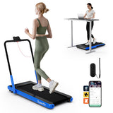 3-in-1 3HP Folding Treadmill with Smart Apps Remote Control and Speakers-Navy