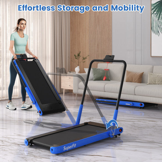 3-in-1 3HP Folding Treadmill with Smart Apps Remote Control and Speakers-Navy