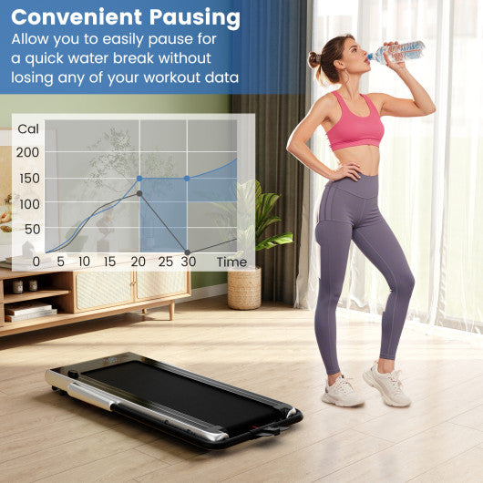 3-in-1 3HP Folding Treadmill with Smart Apps Remote Control and Speakers-Silver