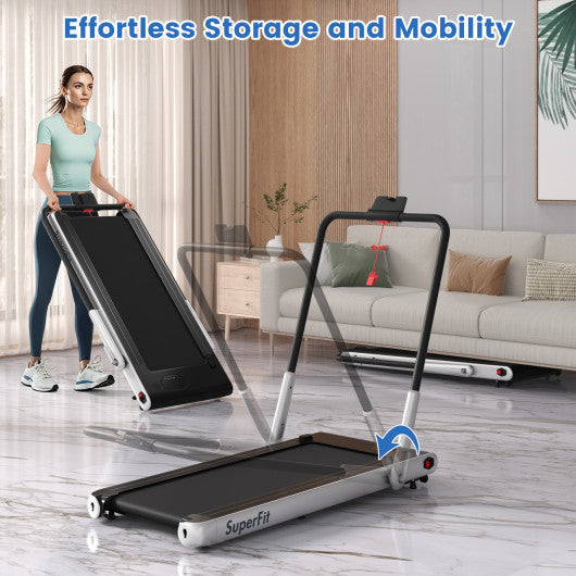 3-in-1 3HP Folding Treadmill with Smart Apps Remote Control and Speakers-Silver