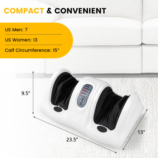 Therapeutic Shiatsu Foot Massager with High Intensity Rollers-White