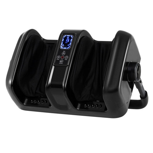 Foot and Calf Massager with Heat Shiatsu Deep Kneading Rolling Smart Electric Leg Massager-Black