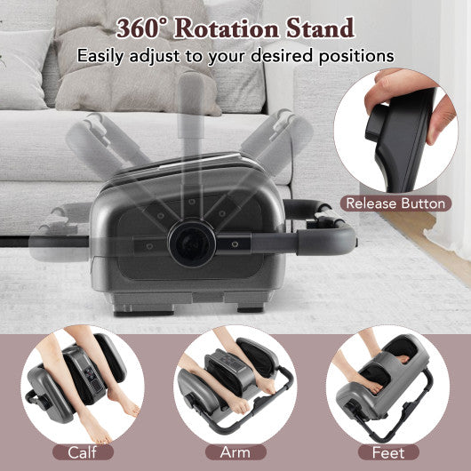 Foot and Calf Massager with Heat Shiatsu Deep Kneading Rolling Smart Electric Leg Massager-Gray