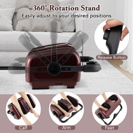 Foot and Calf Massager with Heat Shiatsu Deep Kneading Rolling Smart Electric Leg Massager-Red