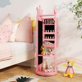 Free-Standing Full Length Mirror Kids Jewelry Armoire Cabinet-Pink