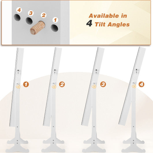 Free Standing Full Length Jewelry Armoire with LED Lights-White