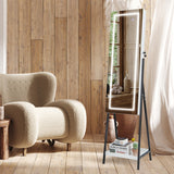 LED Standing Jewelry Mirror Cabinet with 3-Color Lighted Full-Length Mirror-White