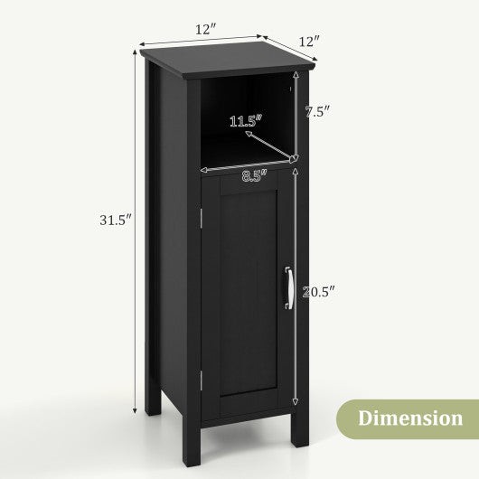 Bathroom Storage Organizer with 2-Tier Cabinet-Black