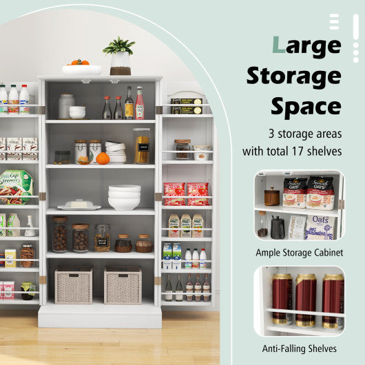 Freestanding Buffet Cupboards Sideboard with 2 Doors and Anti-Tipping Devices-White