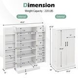 Freestanding Buffet Cupboards Sideboard with 2 Doors and Anti-Tipping Devices-White