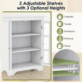 Freestanding Display Storage Cabinet with 2 Glass Doors and Adjustable Shelves-White