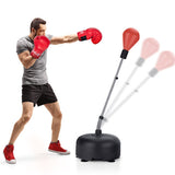 Adjustable Freestanding Punching Bag with Boxing Gloves-Red