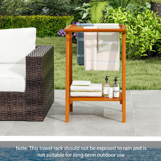 Freestanding Towel Rack with Storage Shelf for Bathroom