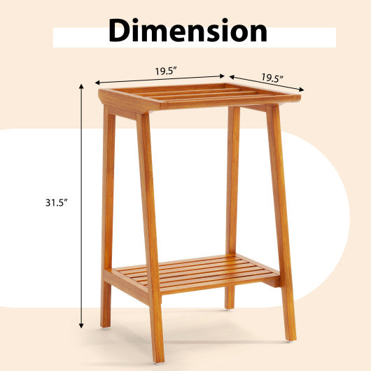 Freestanding Towel Rack with Storage Shelf for Bathroom
