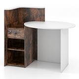 Front Reception Office Desk with Open Shelf and Lockable Drawer-Rustic Brown