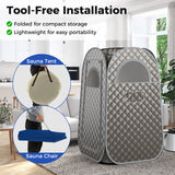 Full-Body Personal Sauna Tent with 1000W 3L Steam Generator for Home Spa Relaxation-Gray