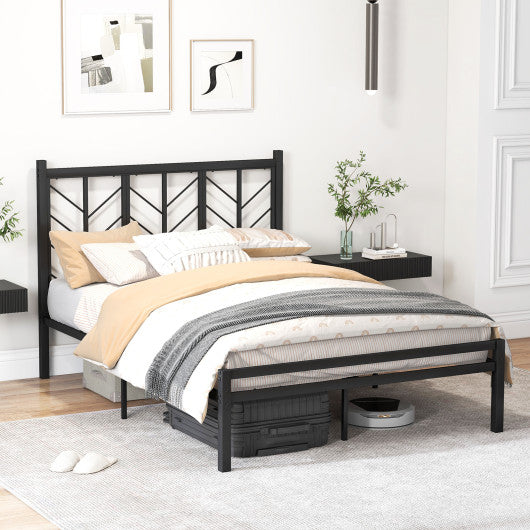 Full Size Platform Bed with Headboard and Metal Frame-Full Size