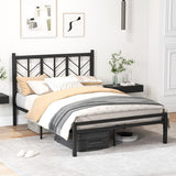 Full Size Platform Bed with Headboard and Metal Frame-Full Size