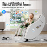 4D Dual Roller System Flexible Track Zero Gravity Full Body Massage Chair with Heart Rate Monitor and Health Detecti-White