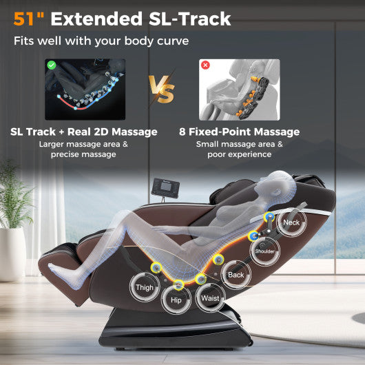Full Body Massage Chair with Airbags and Heater-Brown