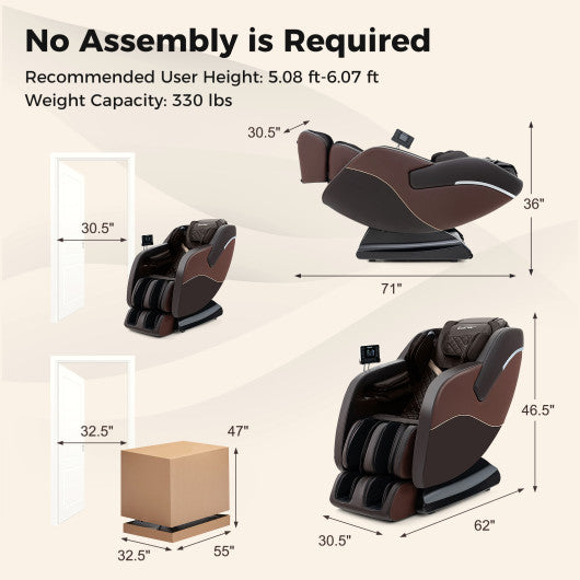 Full Body Massage Chair with Airbags and Heater-Brown