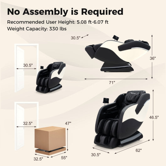 Full Body Massage Chair with Airbags and Heater-White