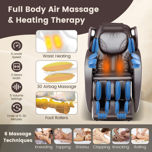 Provox 27-Comfort Full Body Massage Chair with SL Track Airbags Heating-Brown