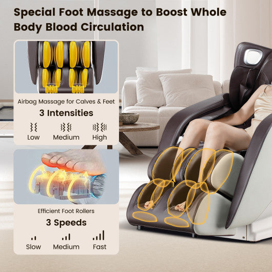 Provox 27-Comfort Full Body Massage Chair with SL Track Airbags Heating-Brown