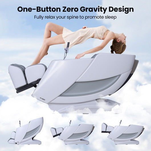 Full Body Zero Gravity Massage Recliner with Airbags and Foot Rollers-Gray