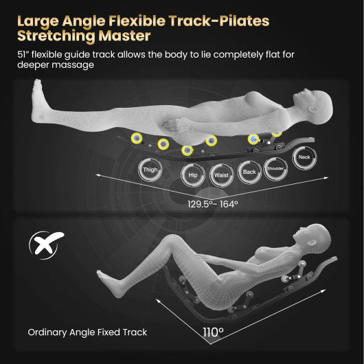 Full Body Zero Gravity Massage Recliner with Airbags and Foot Rollers-Gray