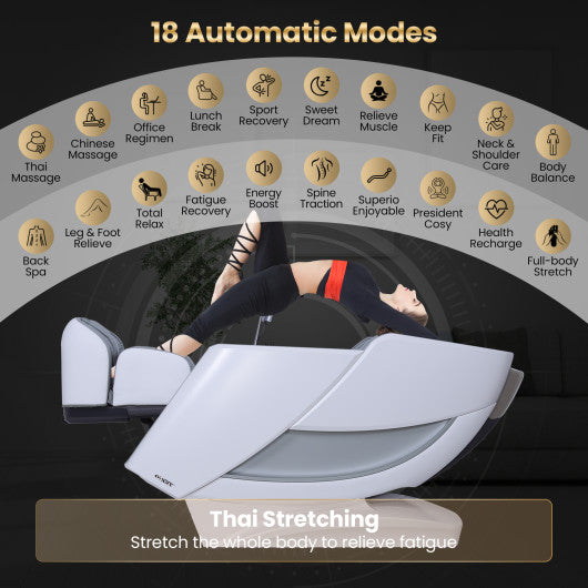 Full Body Zero Gravity Massage Recliner with Airbags and Foot Rollers-Gray