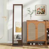 Full Length Mirror with Stand and Solid Wood Frame-14.5 x 14 x 61 inches