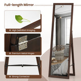 Full Length Mirror with Stand and Solid Wood Frame-18 x 14 x 61 inches