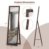 Full Length Mirror with Stand and Solid Wood Frame-18 x 14 x 61 inches