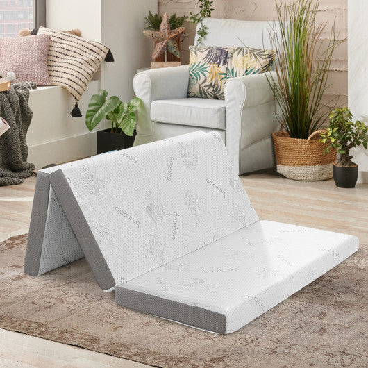 4 Inch Tri-fold Cool Gel Memory Foam Mattress-Full Size