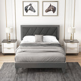 Twin/Full/Queen Platform Bed with High Headboard and Wooden Slats-Full Size