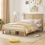Twin/Full/Queen Size Bed Frame with Rattan Headboard-Full Size
