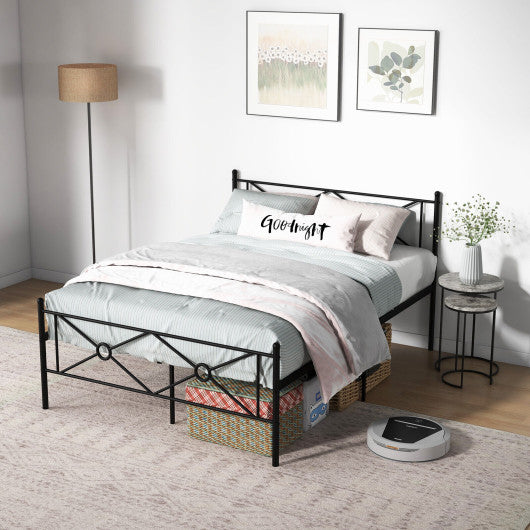 Full/Queen Size Metal Platform Bed Frame with Headboard and Footboard-Full Size