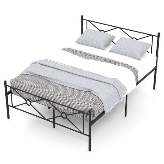 Full/Queen Size Metal Platform Bed Frame with Headboard and Footboard-Full Size