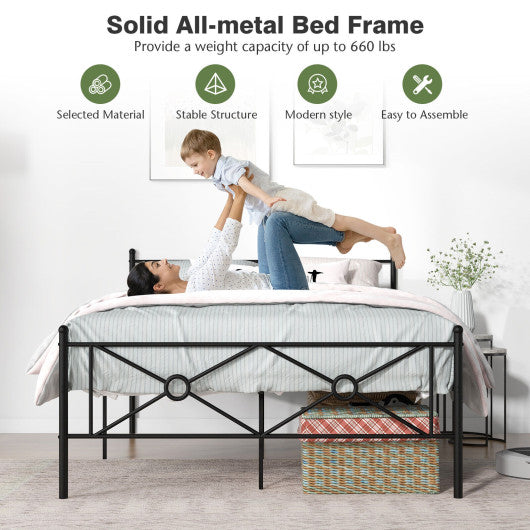 Full/Queen Size Metal Platform Bed Frame with Headboard and Footboard-Full Size
