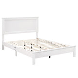 Full Size Platform Slat Bed Frame with High Headboard-White