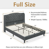 Full/Queen Size Upholstered Platform Bed Frame with Button Tufted Headboard-Full Size