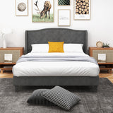 Full/Queen Size Upholstered Platform Bed Frame with Button Tufted Headboard-Full Size