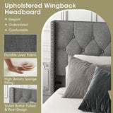 Full/Queen Size Upholstered Platform Bed with Button Tufted Headboard-Full Size