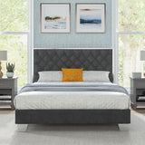 Full/Queen Size Upholstered Bed Frame with Velvet Headboard-Queen Size