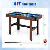 48 Inch Pool Wooden Game Table with Full Set of Ballsfor Kids and Adults-Blue
